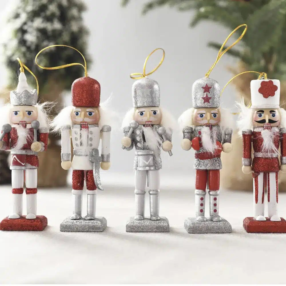Nussknacker-Figuren aus Holz – 12,5 cm, Set mit 5 Figuren –
