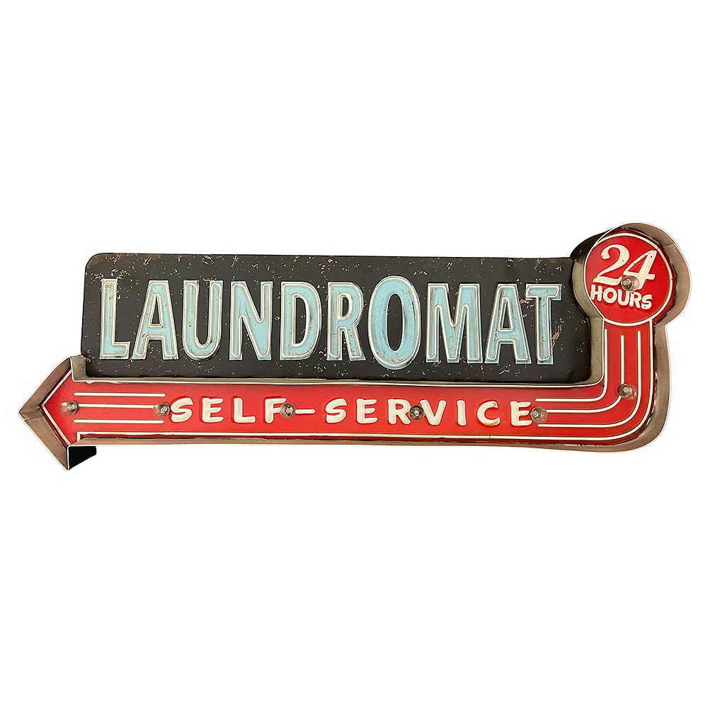 Retro Schild LAUNDROMAT mit Licht