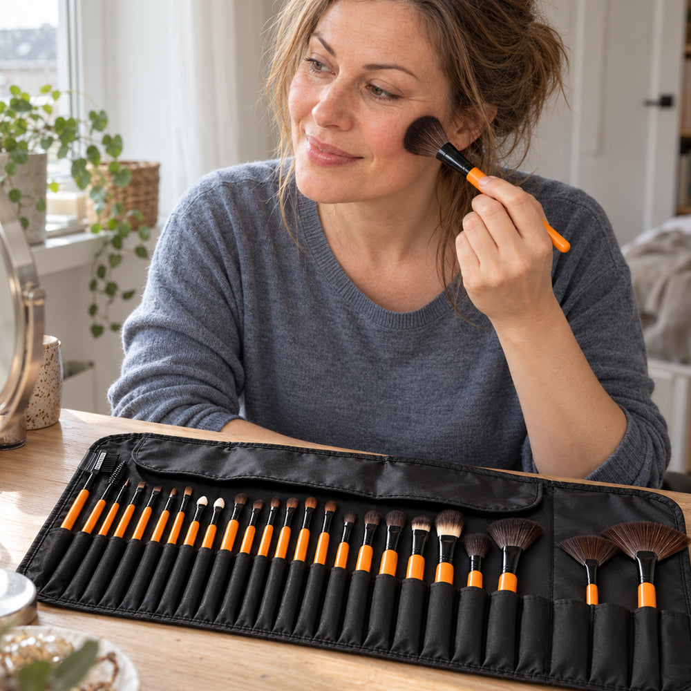 Make-up-Pinselset mit 24 Teilen und faltbarem Etui