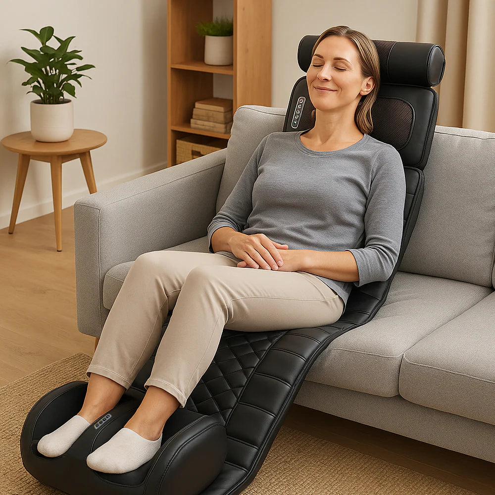 Elektrische Massagematte (schwarz) mit 10 Zonen – totale Entspannung von Nacken bis Füßen