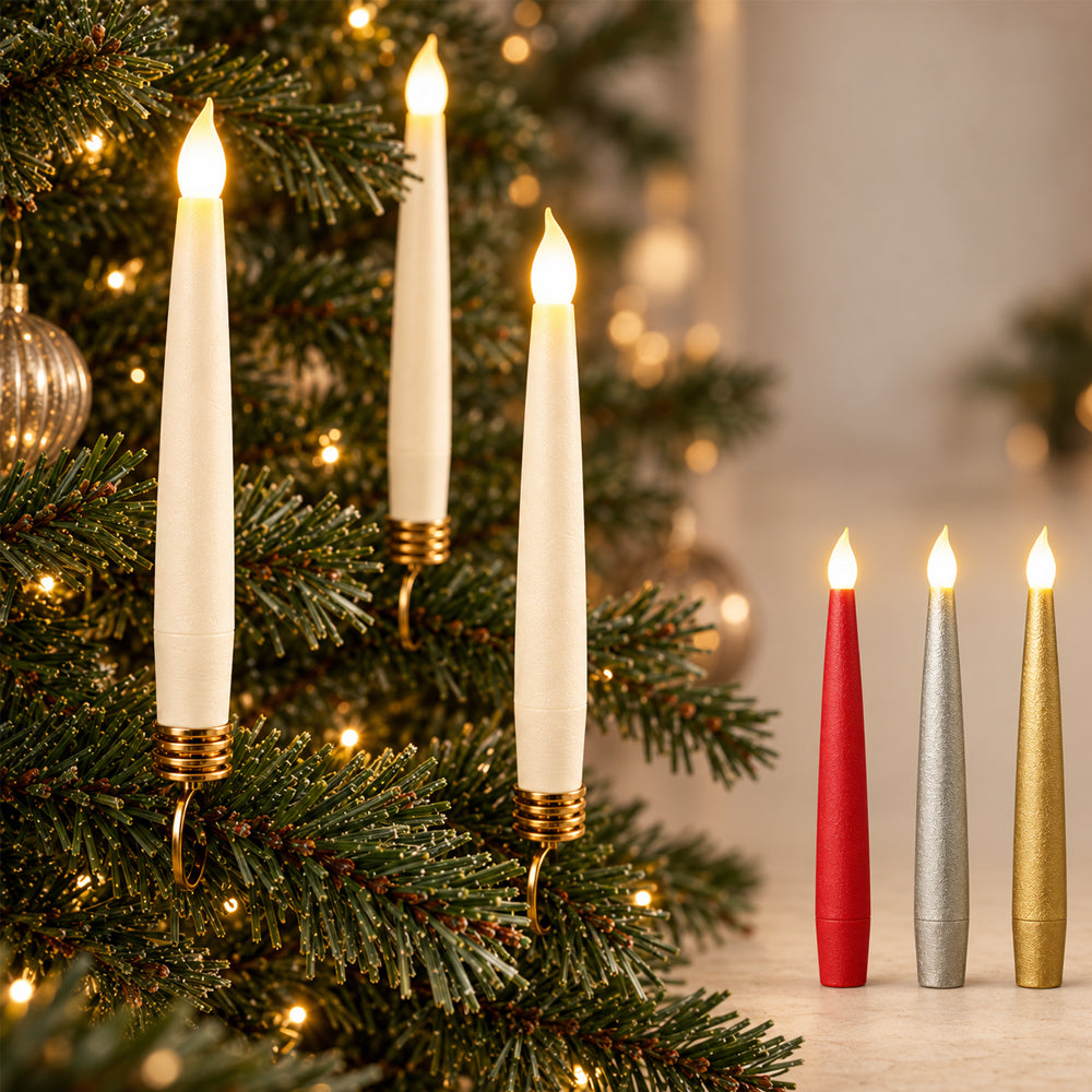 Christbaumlichter LED 20 Stk. kabellos inkl. Fernbedienung & Klemmen - passend für die meisten Kerzenhalter etc.