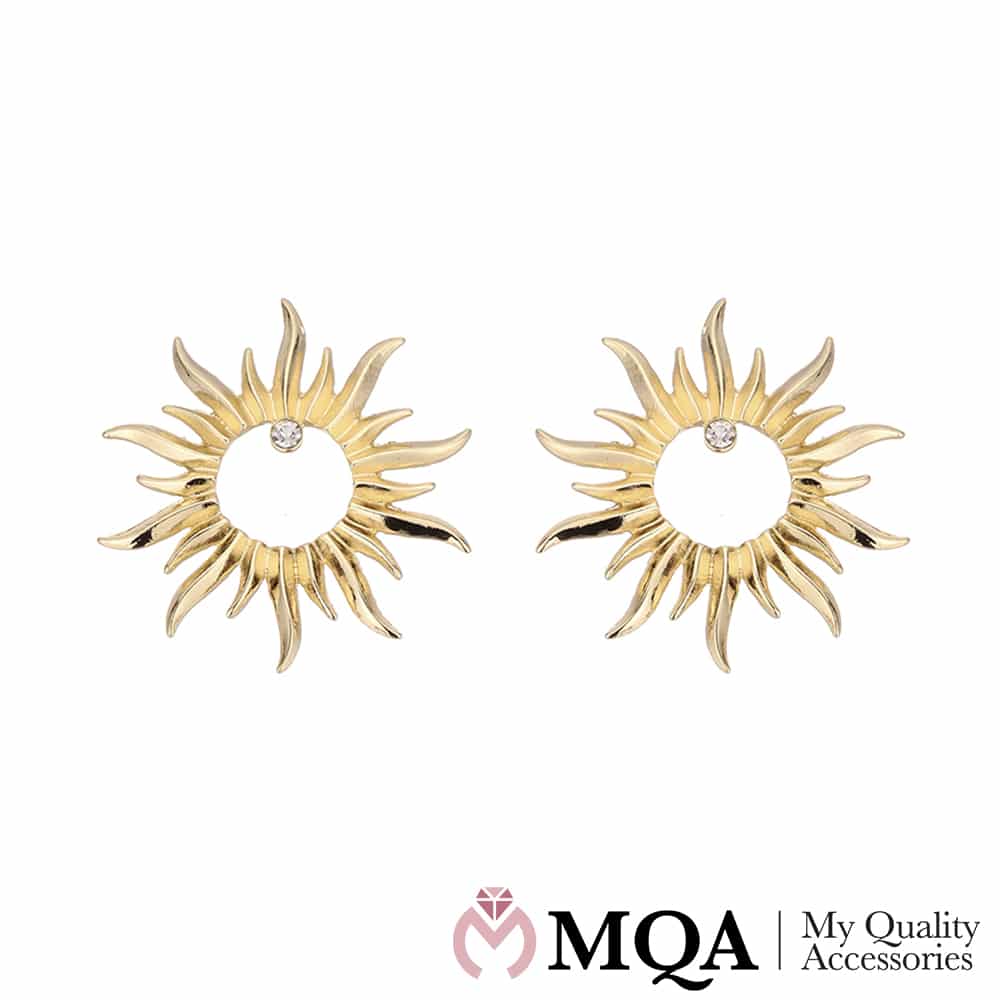 Sonnen-Ohrringe mit kleinem klaren Stein