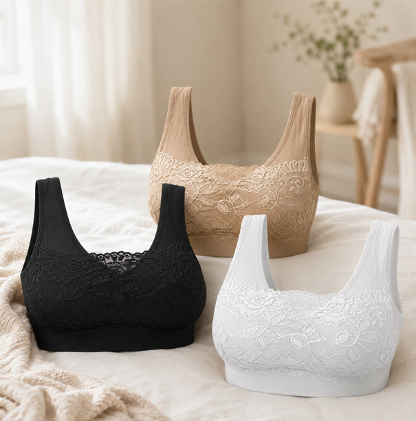 Comfort Bra – 3er-Set nahtloser BH mit femininer Spitze