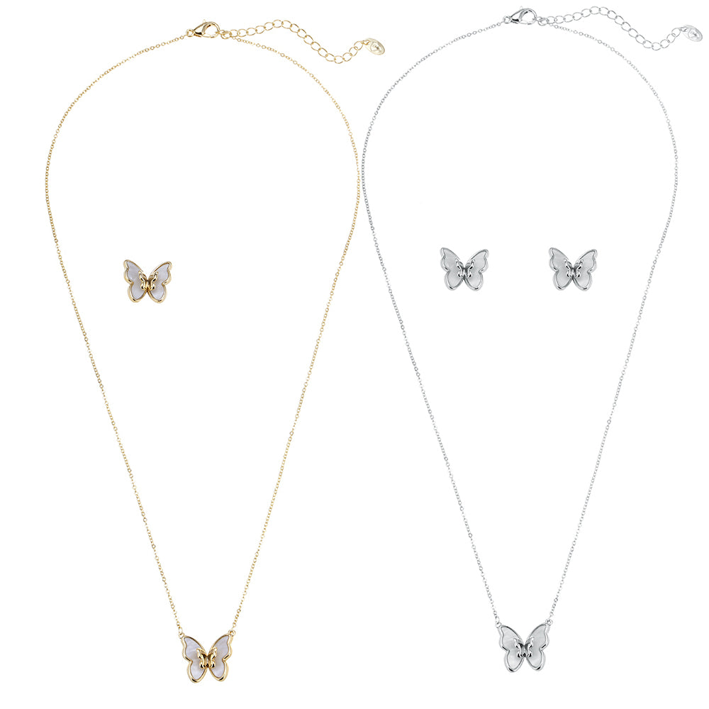 Halskette, gold- oder silberfarben, Schmetterlingsanhänger, verstellbar