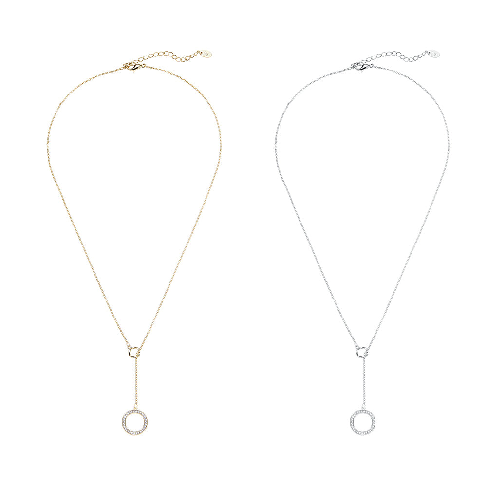 Halskette, gold- oder silberfarben, Anhänger mit 2 Ringen, verstellbar