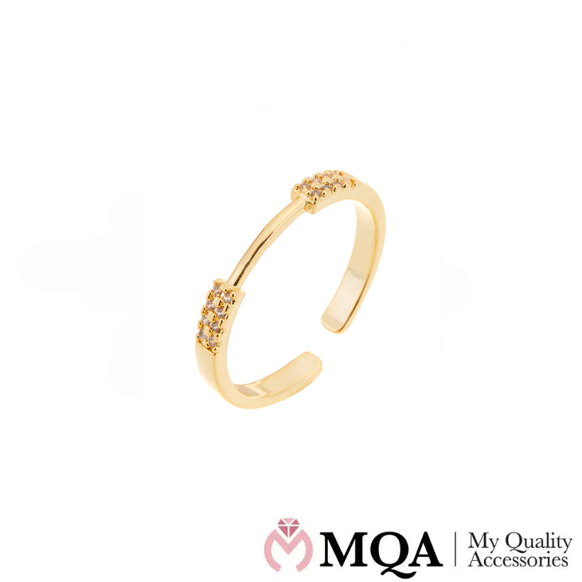 Ring, goldfarben mit 2 Reihen funkelnder Steinchen