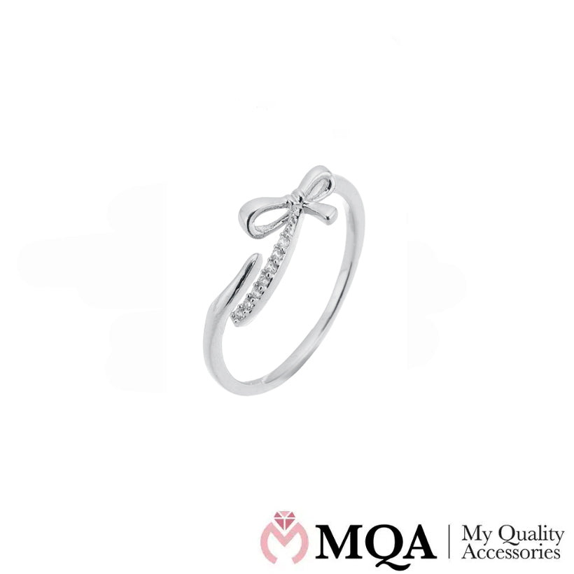 Ring, silberfarben mit Schleife und klaren Steinen