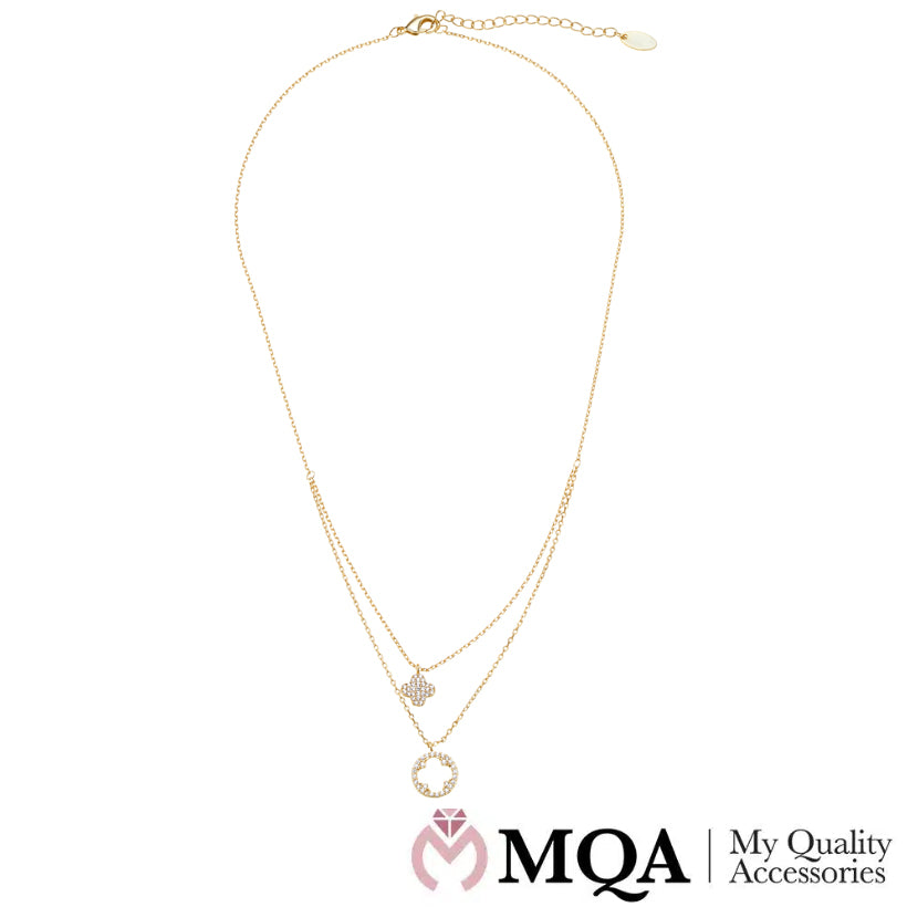 Halskette goldfarben, 2 Kreuz-Anhänger