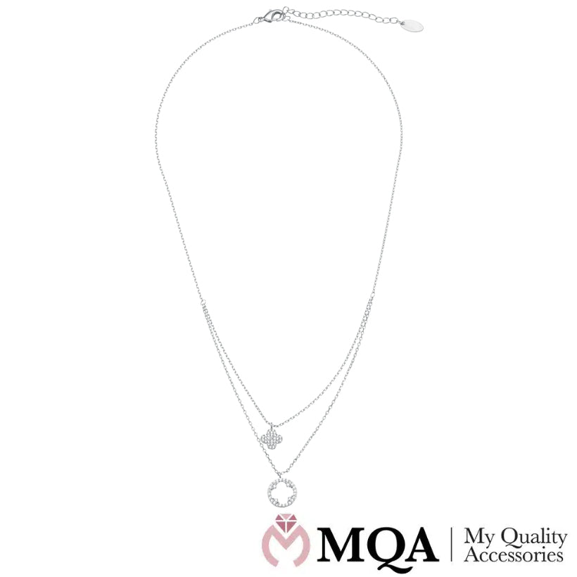 Halskette silberfarben, 2 Kreuz-Anhänger