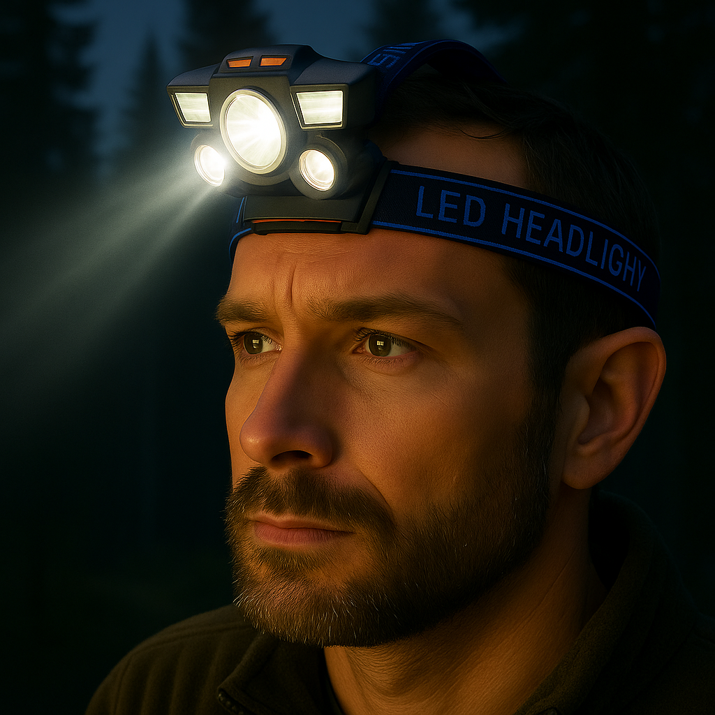Stirnlampe 300 Lumen, wasserabweisend – 4 Leuchtmodi