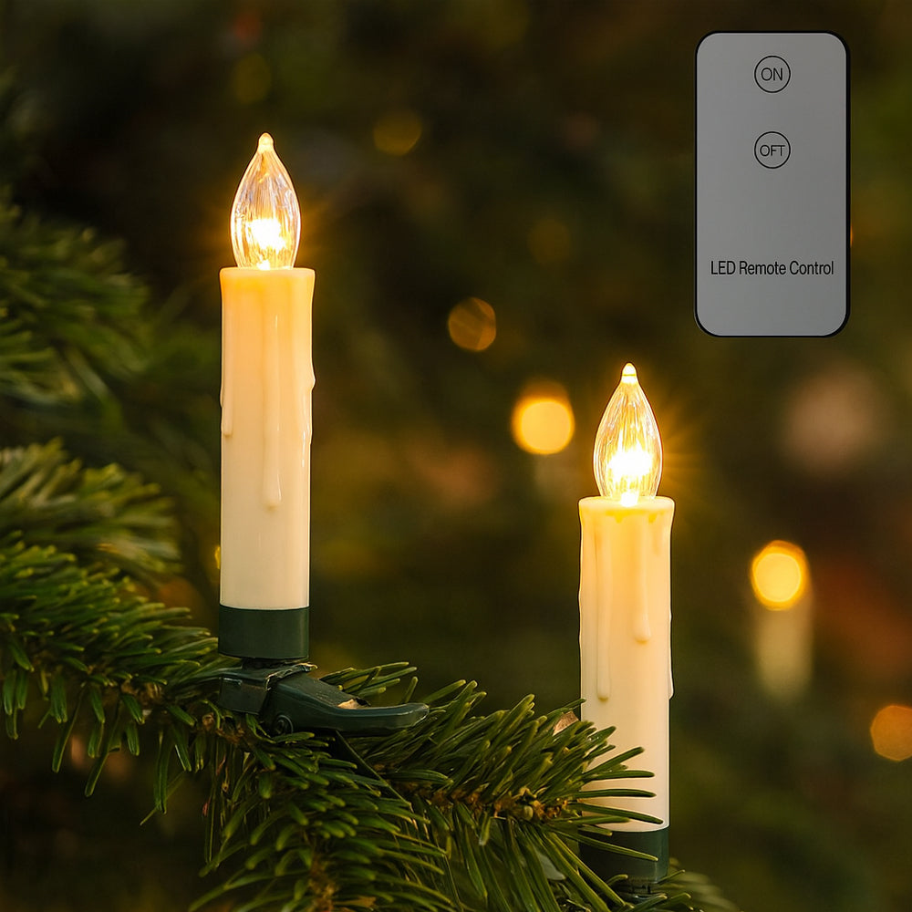 Kabellose LED-Weihnachtsbaumbeleuchtung (10, 20 oder 30 Stück) mit Fer