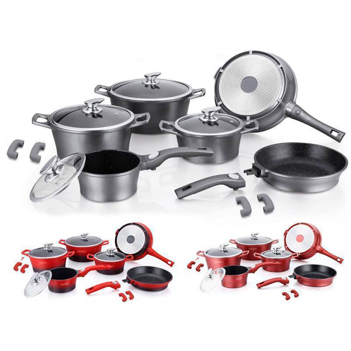 Töpfe; Pfannenset 14-teilig Antihaftbeschichtung (in mehreren Farben erhältlich)