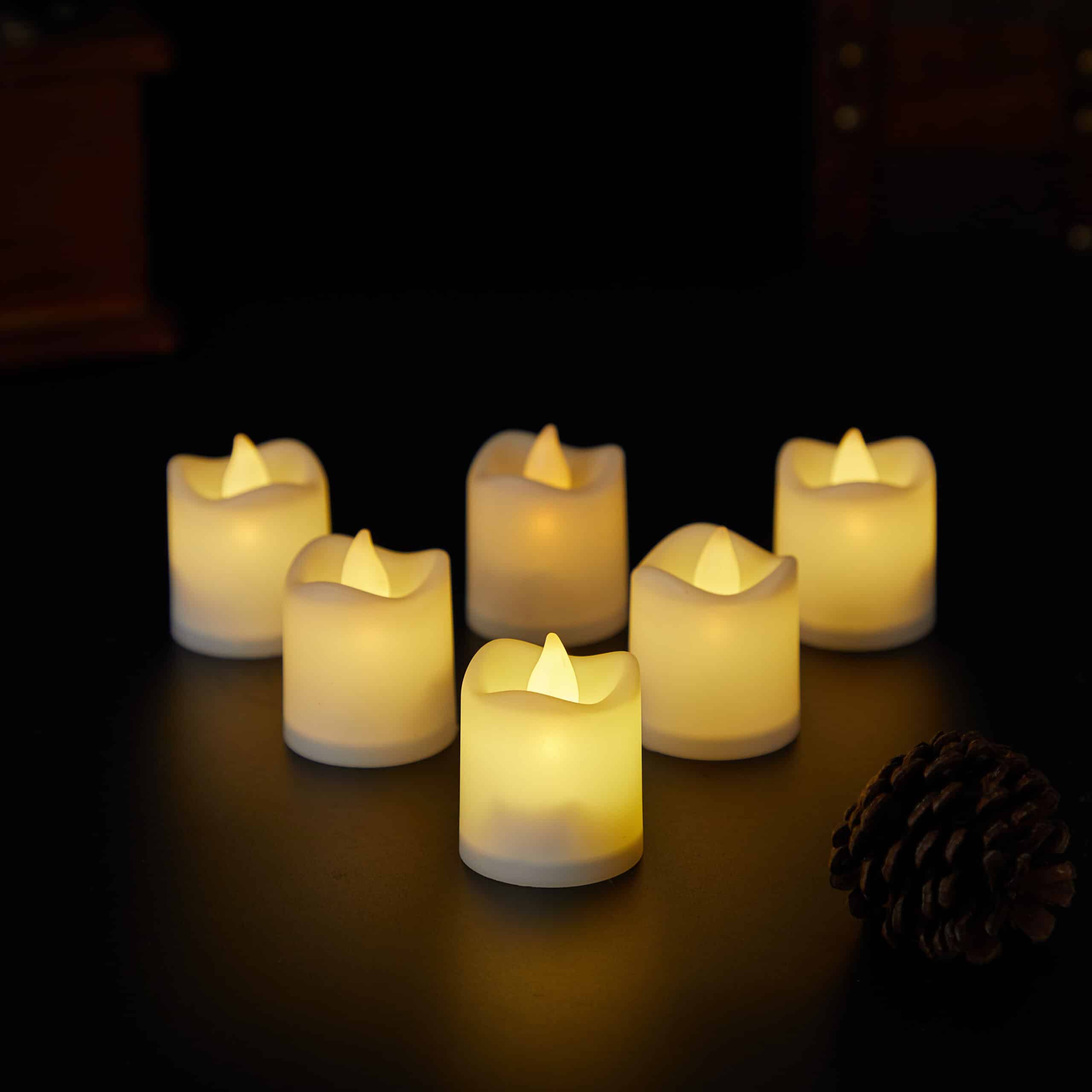 LED-Licht 6er-Pack mit 3D-Flamme - 4,5 cm - Weiß -