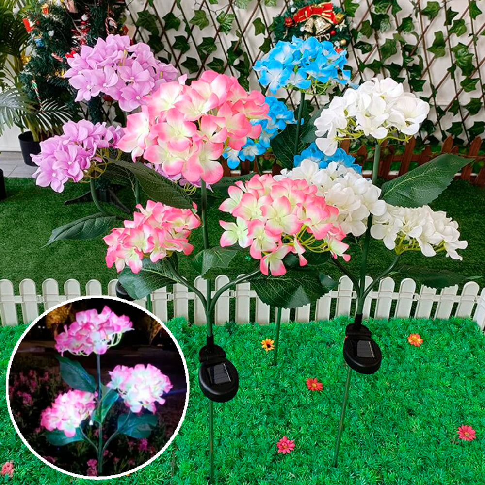 Solarbetriebene Hortensien-Gartenlampen