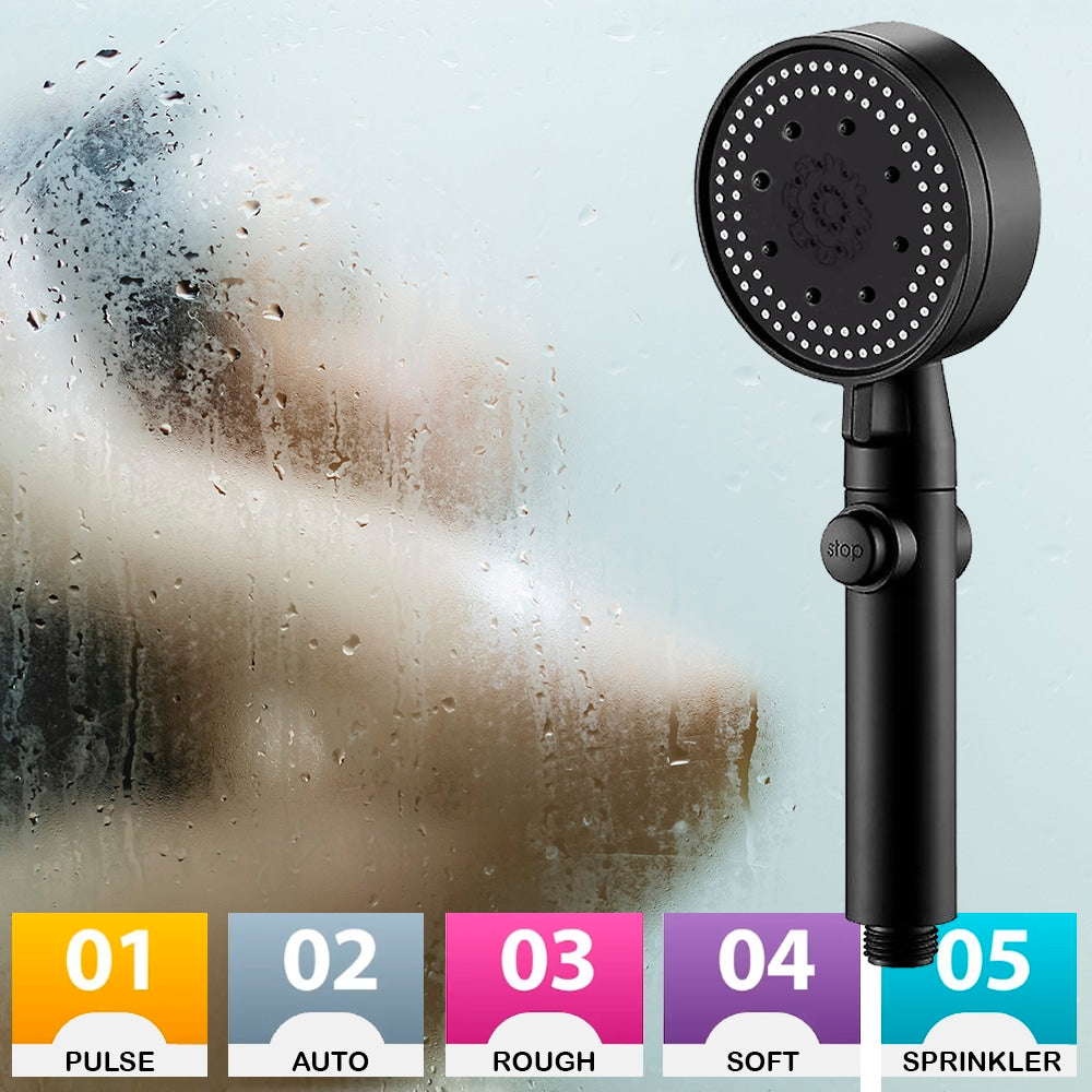 Duschkopf mit 5 Funktionen - schwarz