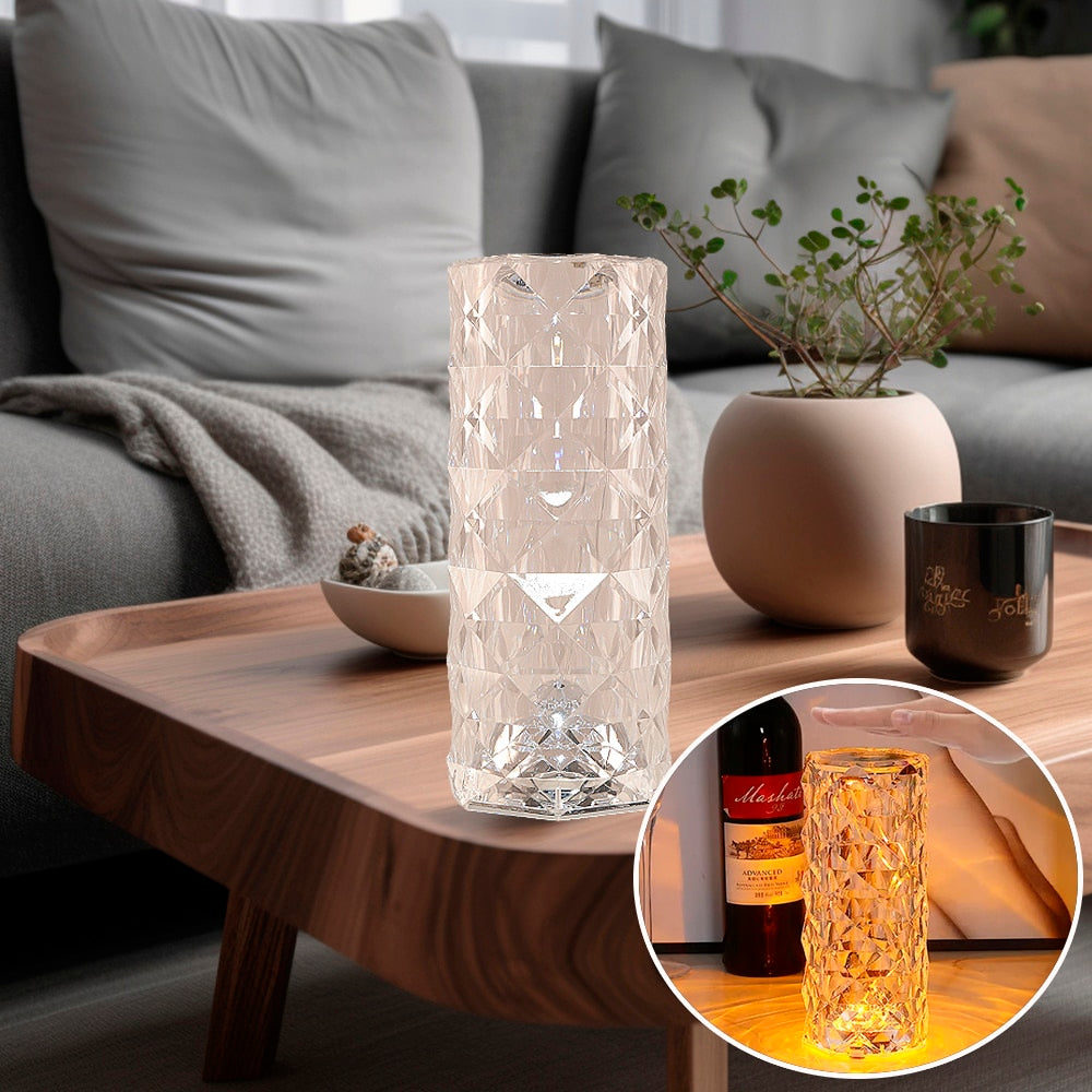Kristall-Tischlampe mit Touch-Funktion