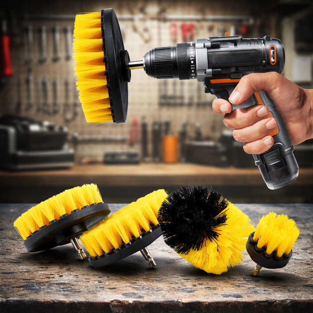 4-in-1 Bürstenset für Bohrmaschine – effektive Reinigung ohne Kraftaufwand
