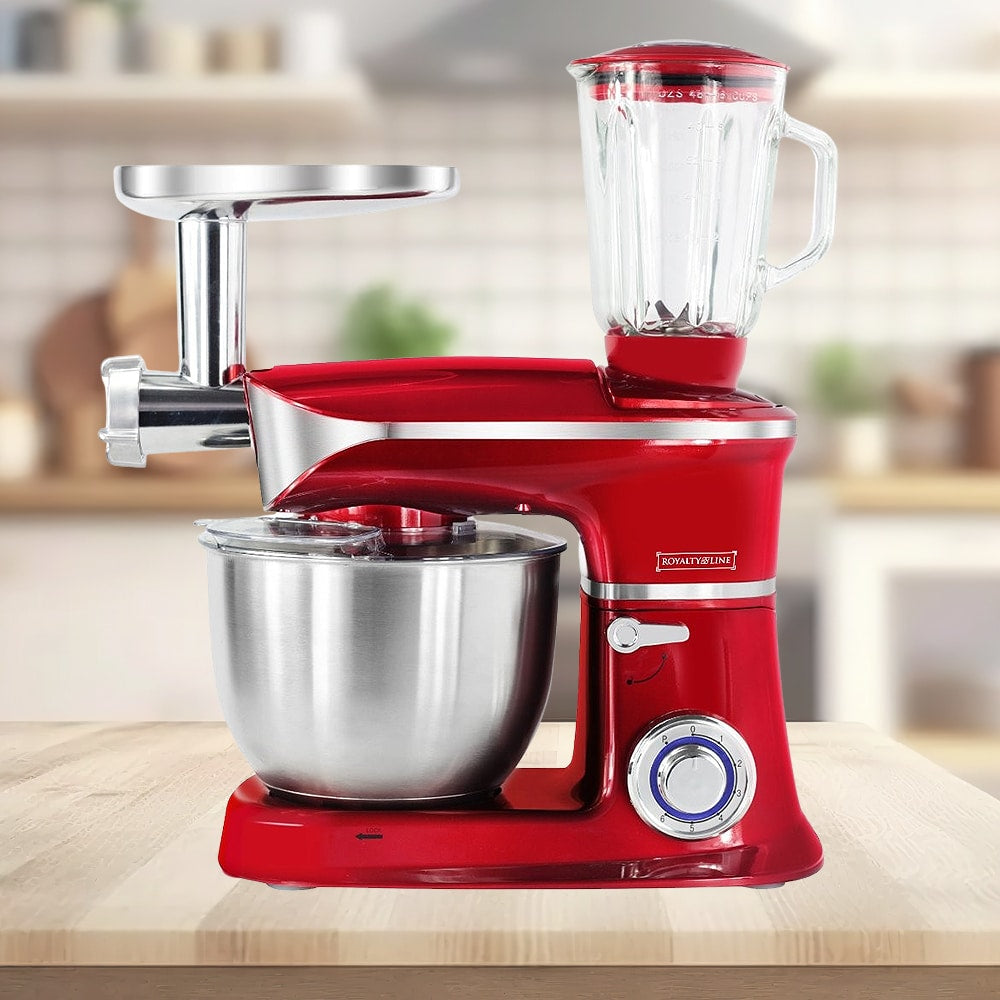 Küchenmaschine 3-in-1 1900 Watt Rot, Schwarz oder Silber (Blender, Fleischwolf und Rührmaschine)