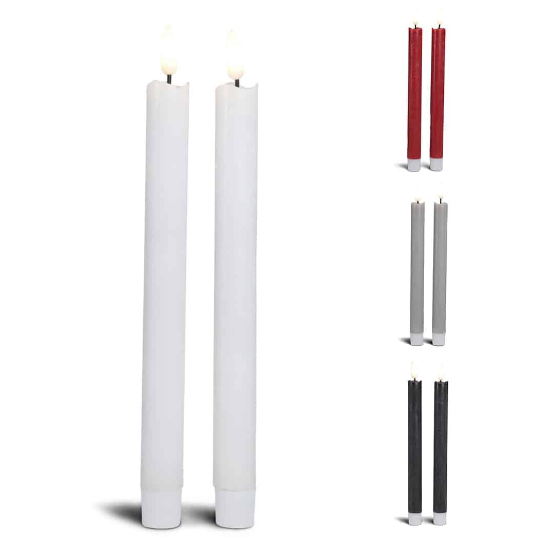 2 LED-Kerzen in Stearin mit realistischer
