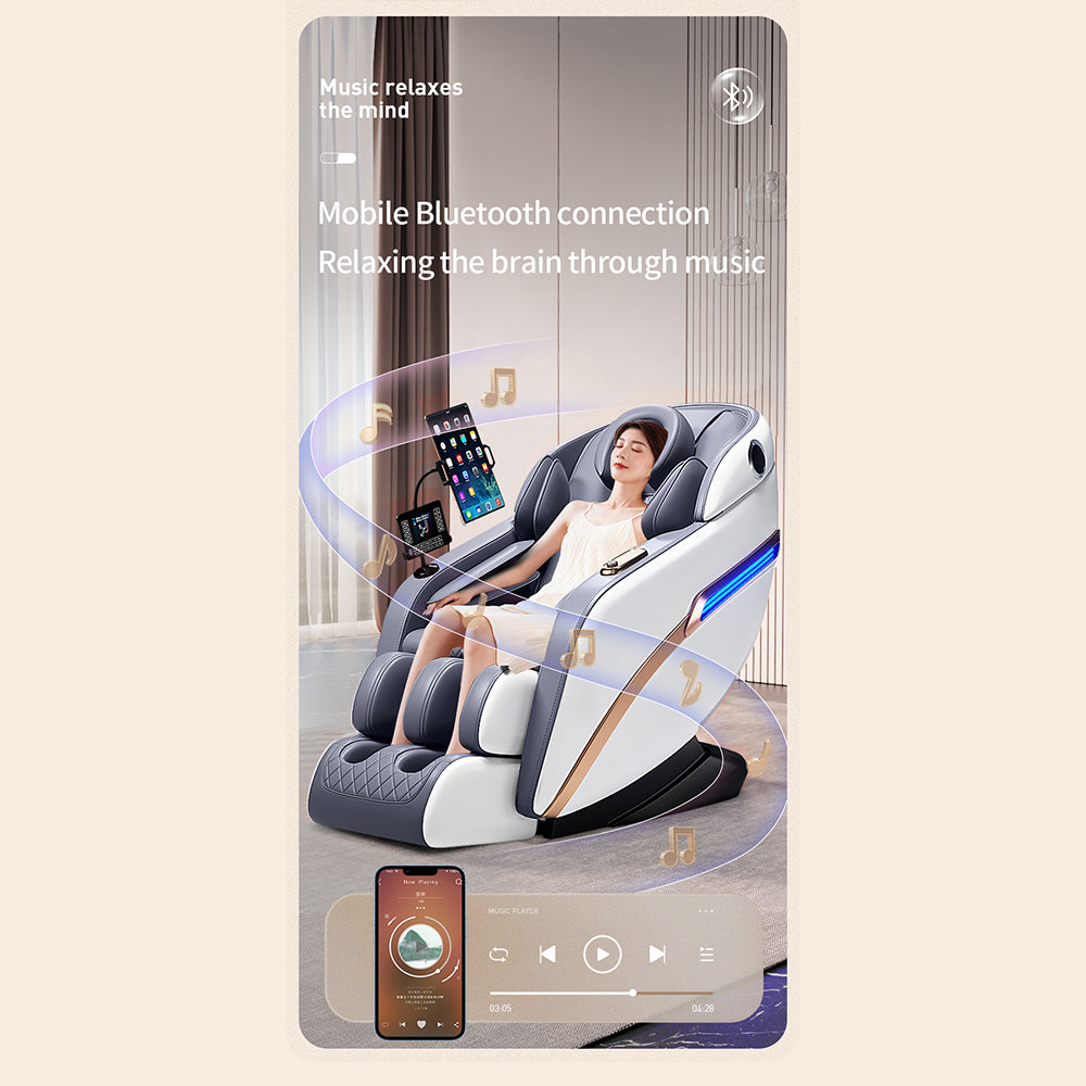 Massagesessel 4D Pro+ Schwarz mit Wärmetherapie und Sprachsteuerung – Modell M9 Schwarz