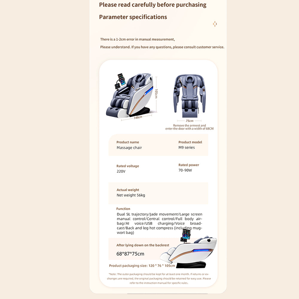 Massagesessel 4D Pro+ Schwarz mit Wärmetherapie und Sprachsteuerung – Modell M9 Schwarz