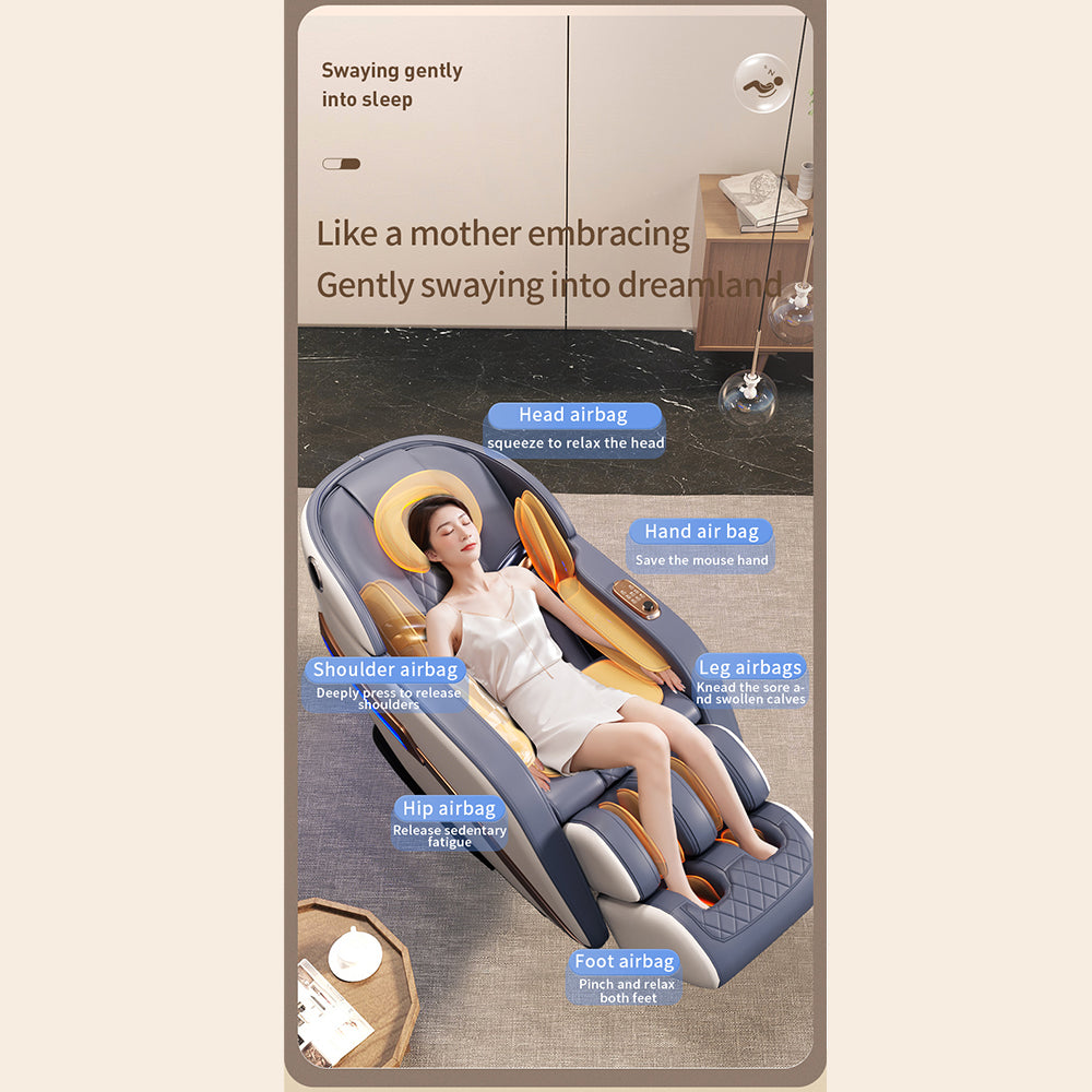 Massagesessel 4D Pro+ Schwarz mit Wärmetherapie und Sprachsteuerung – Modell M9 Schwarz