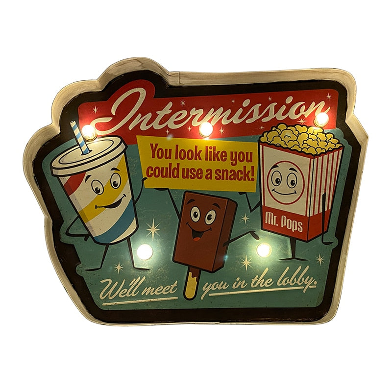 Retro-Schild INTERMISSION mit Licht