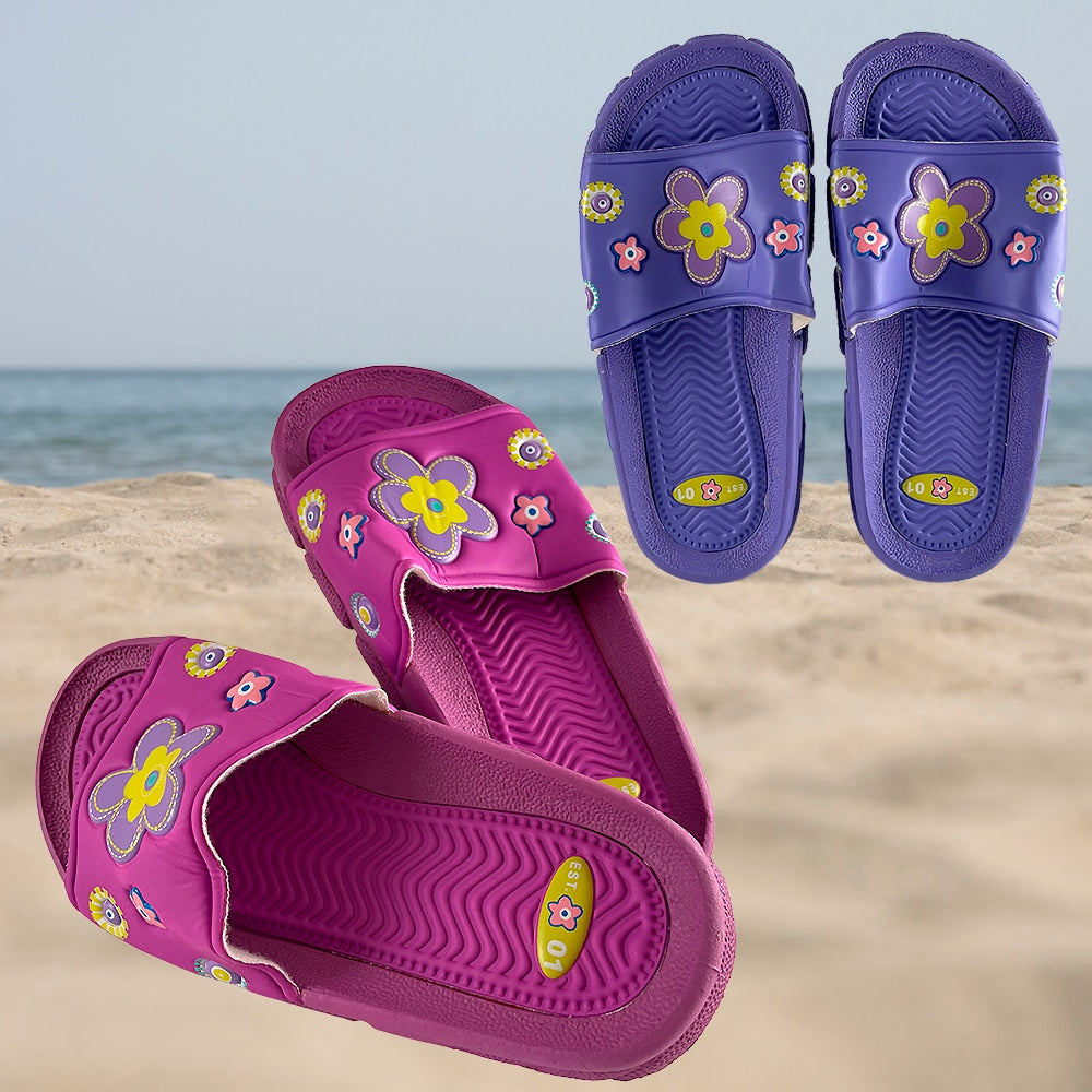 Kinder-Gummisandalen in Lila und Pink