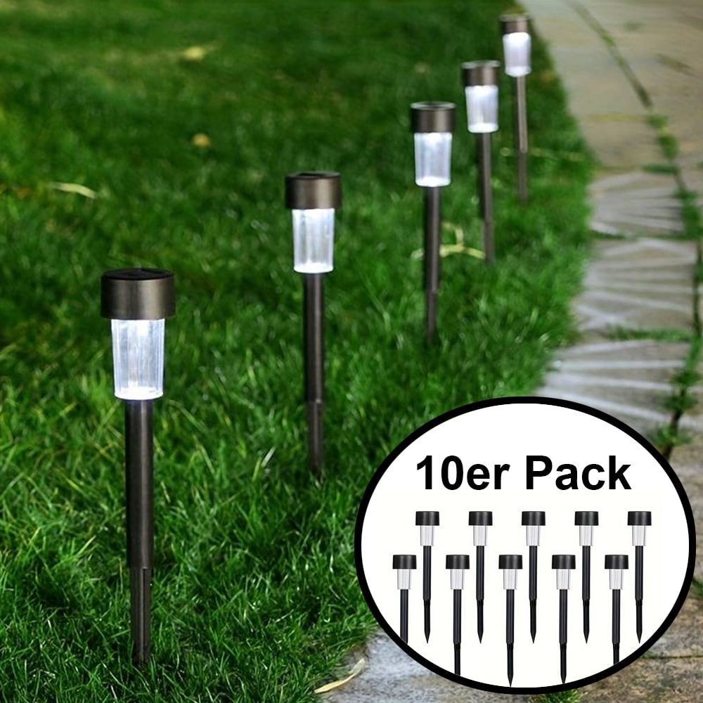 LED-Solarzellenlampen auf Spießen - Schwarz 10 Stk.