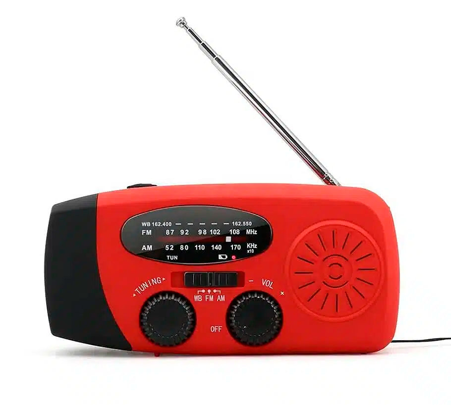 Notfallradio FM/AM mit integrierten Solarzellen, Taschenlampe, Powerbank & Handkurbel
