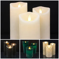 LED-Kerze - rustikal - 3 Stück - 10/12,5/15 cm - mit 3D-Flamme - (verschiedene Farben)