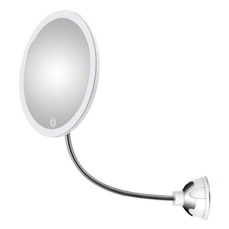 Schminkspiegel mit LED & Vergrößerung - mit Saugnapf und flexiblem Arm