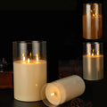 LED Kerzen mit 3 Flammen - 1 Stk. - Ø15 x 25 cm - Gold, Grau oder Weiß