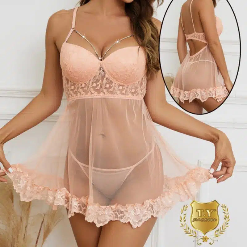 Elegante Lingerie-Kleid - Sinnliches Blush