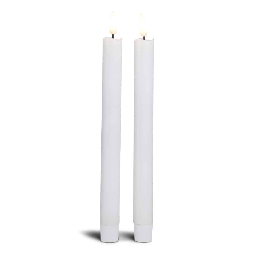2 LED-Kerzen in Stearin mit realistischer, beweglicher Flamme