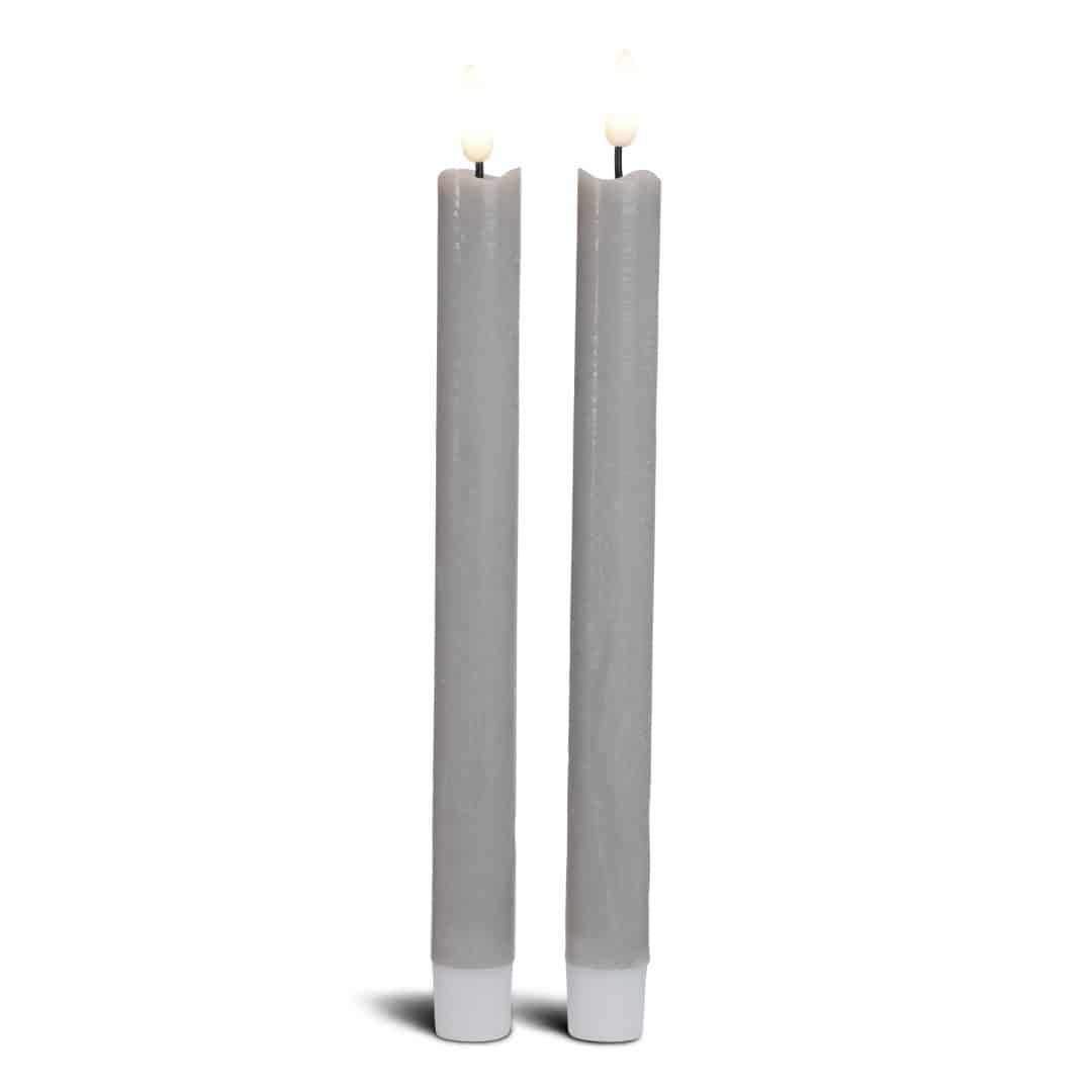 2 LED-Kerzen in Stearin mit realistischer, beweglicher Flamme