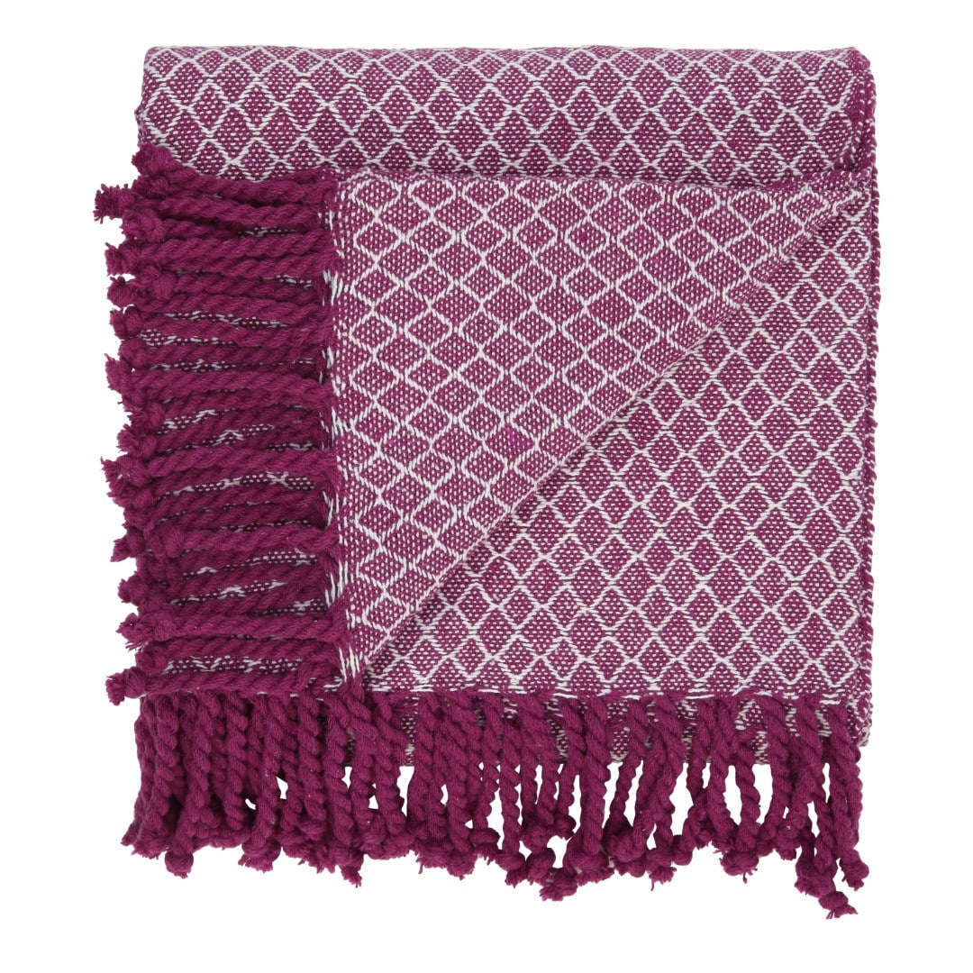 Decke mit Fransen aus 100 % Baumwolle - 135 x 200 cm. von Rugs'N'More