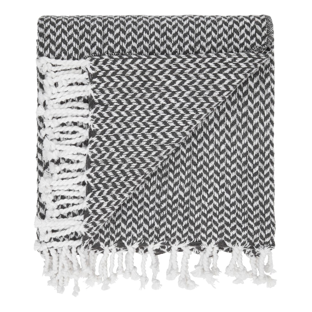 Decke mit Fransen aus 100 % Baumwolle - 135 x 200 cm. von Rugs'N'More