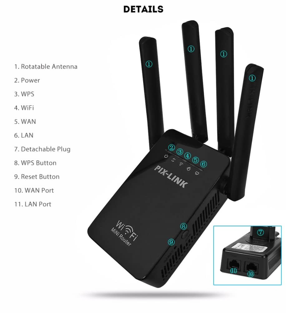 Wi-Fi Range Extender (Repeater / Extender) 300Mbps - 2,4 GHz