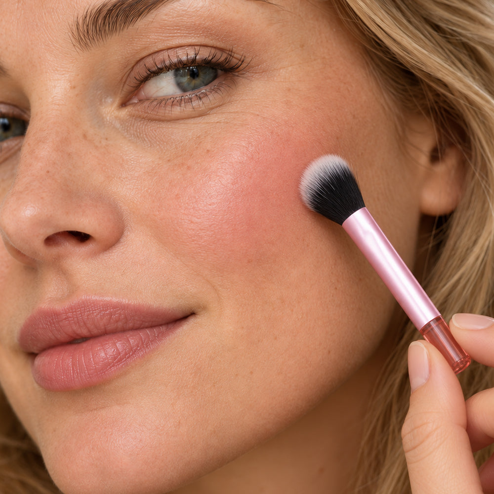 Make-up-Pinselset mit 10 Pinseln und hellrosa Reiseetui