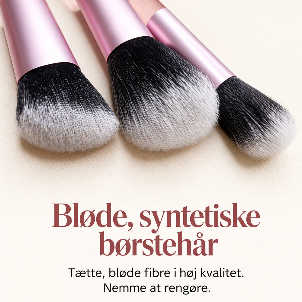 Make-up-Pinselset mit 10 Pinseln und hellrosa Reiseetui