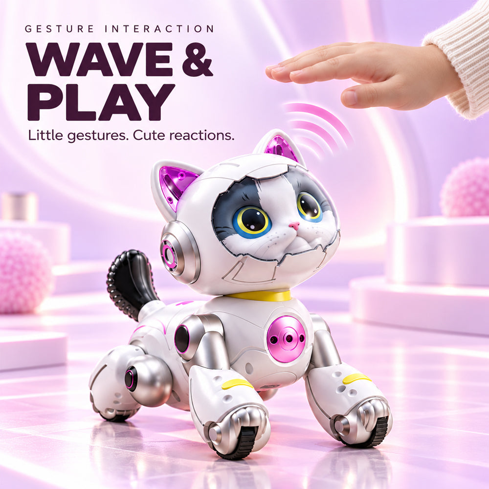Ferngesteuerte Roboterkatze mit Licht, Musik und lustigen Tricks