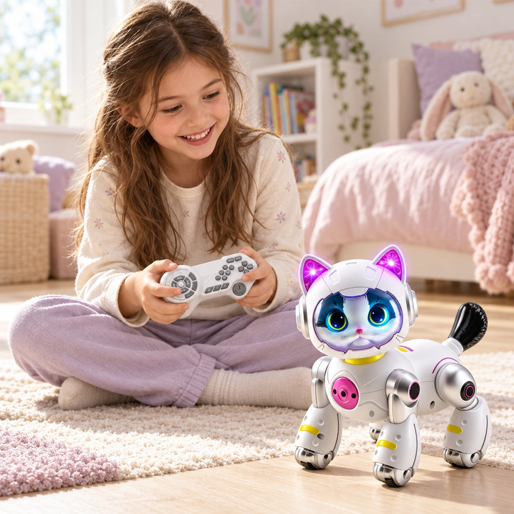 Ferngesteuerte Roboterkatze mit Licht, Musik und lustigen Tricks
