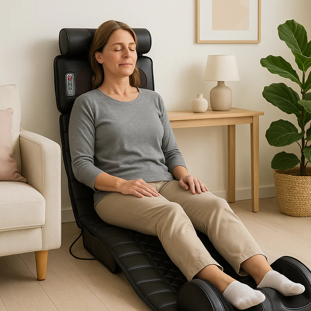 Elektrische Massagematte (schwarz) mit 10 Zonen – totale Entspannung von Nacken bis Füßen