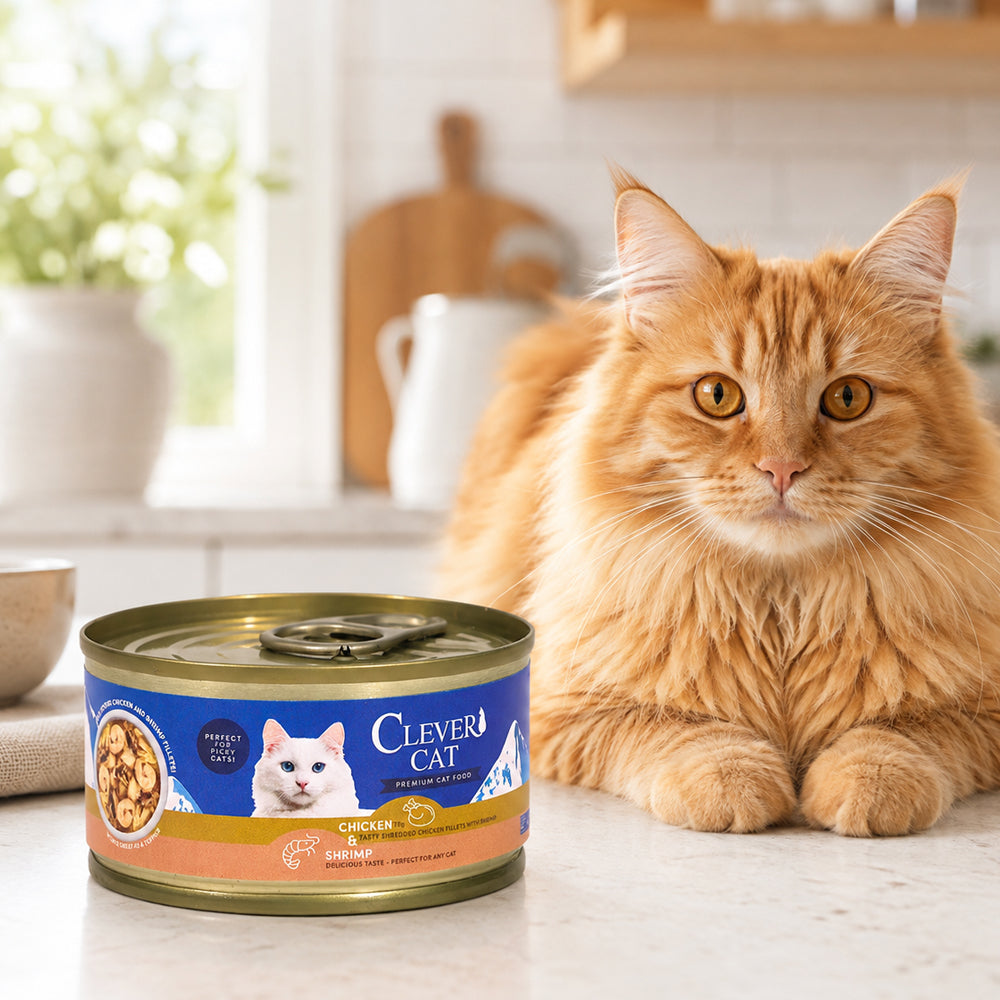 Katzen-Nassfutter mit Huhn und Garnelen in Brühe – 70 g