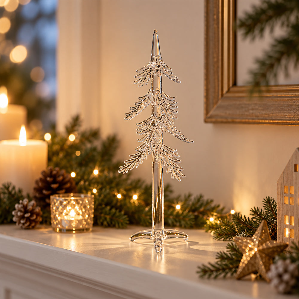 Eleganter Glas-Weihnachtsbaum 22 cm – Transparente Weihnachtsdekoration