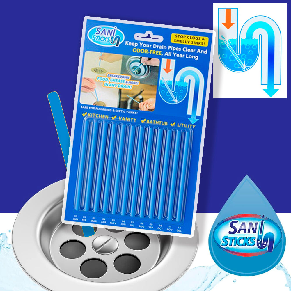 Sani Sticks Abflussreiniger 12 Stück (Hergestellt aus natürlichen Materialien)