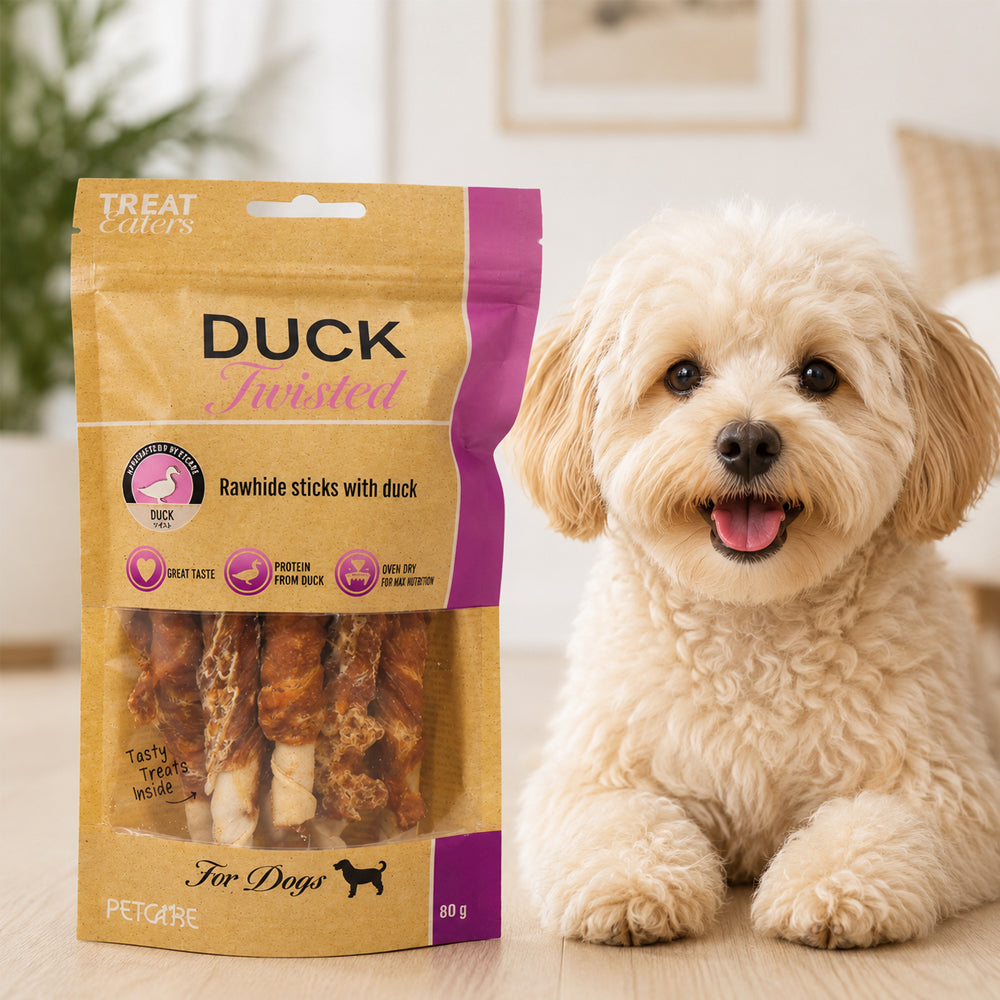 Treateaters Twisted Duck  – Gedrehte Enten-Kaustangen für Hunde 80g