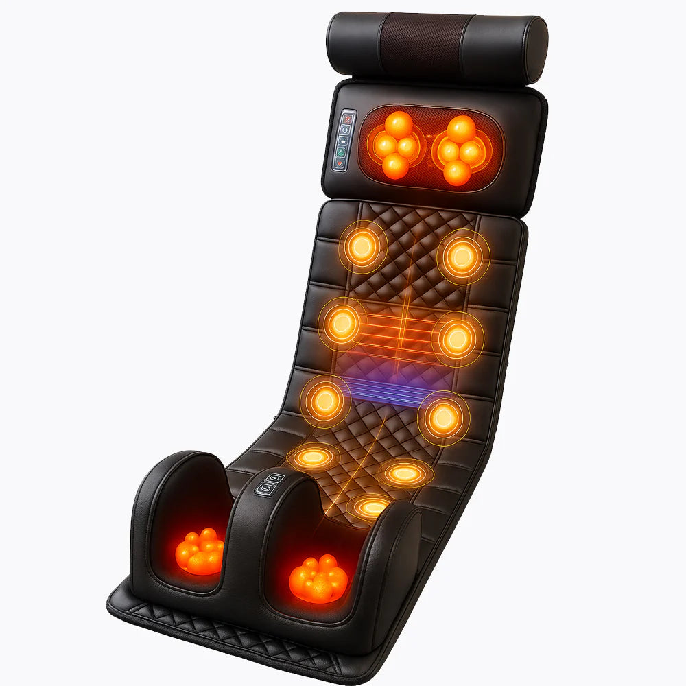 Elektrische Massagematte (schwarz) mit 10 Zonen – totale Entspannung von Nacken bis Füßen