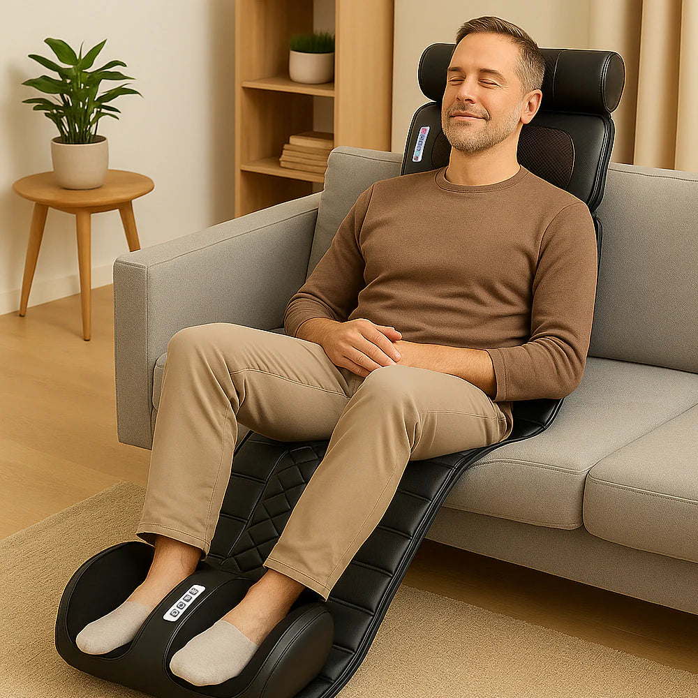 Elektrische Massagematte (schwarz) mit 10 Zonen – totale Entspannung von Nacken bis Füßen